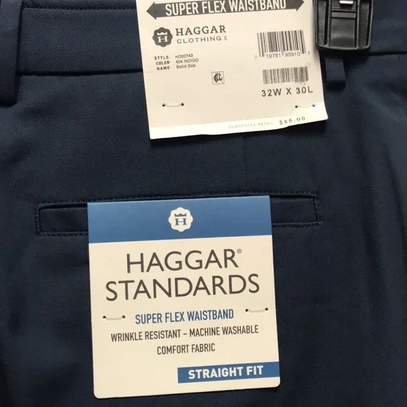Haggar Men’s Standards Solid Gabardine Superflex Waist Flat Front Pants - Picture 7 of 8